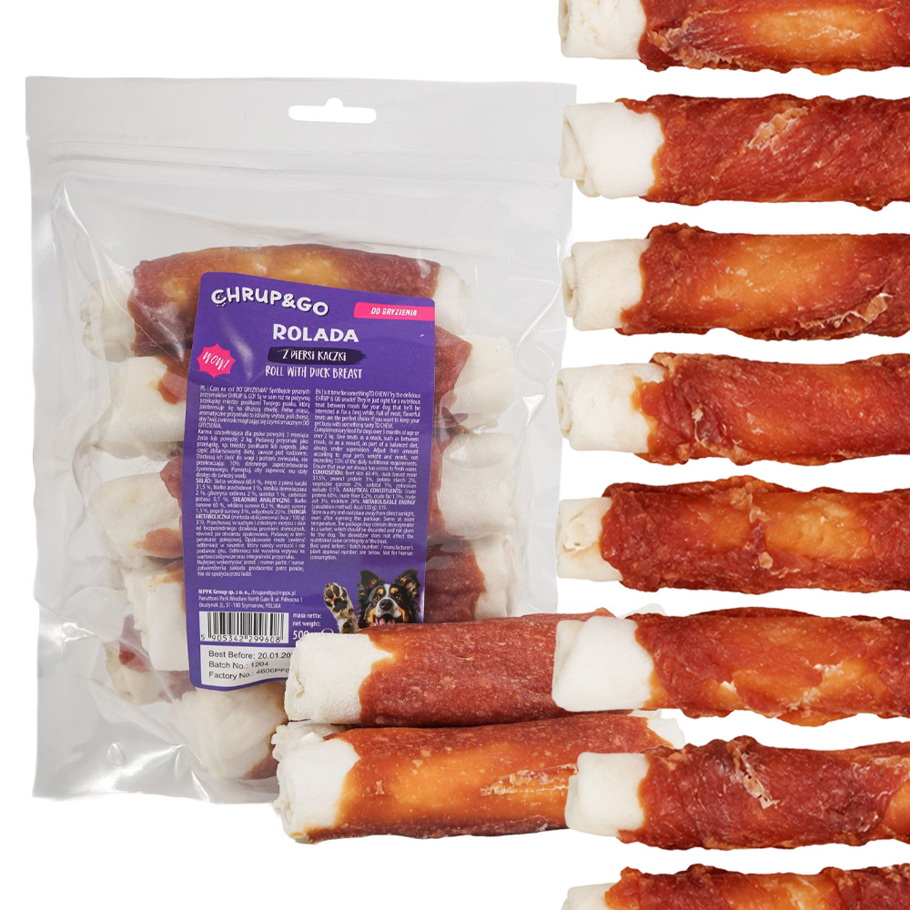 CHRUP&GO Rolada z Piersi Kaczki 500g Przysmak dla Psów Dorosłych